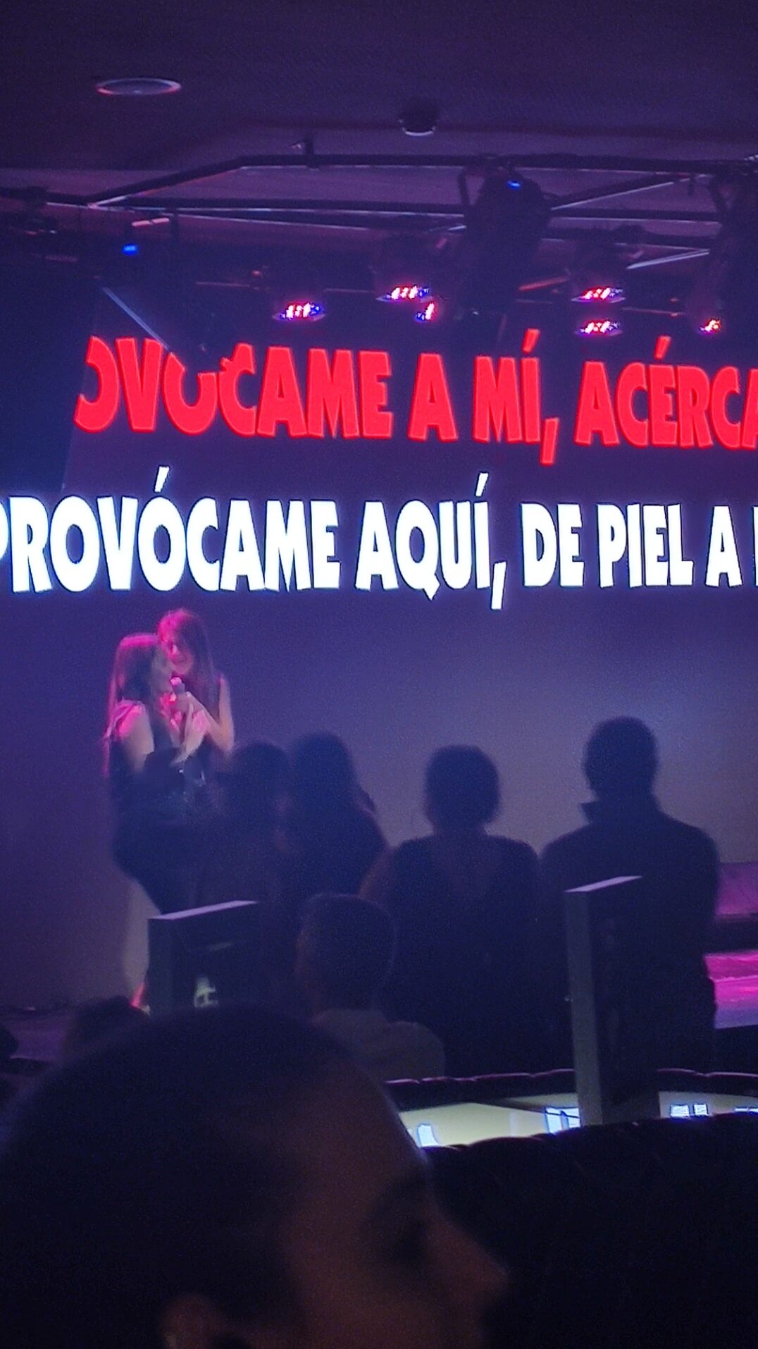 Show de karaoke nocturno con luces láser y micrófono inalámbrico